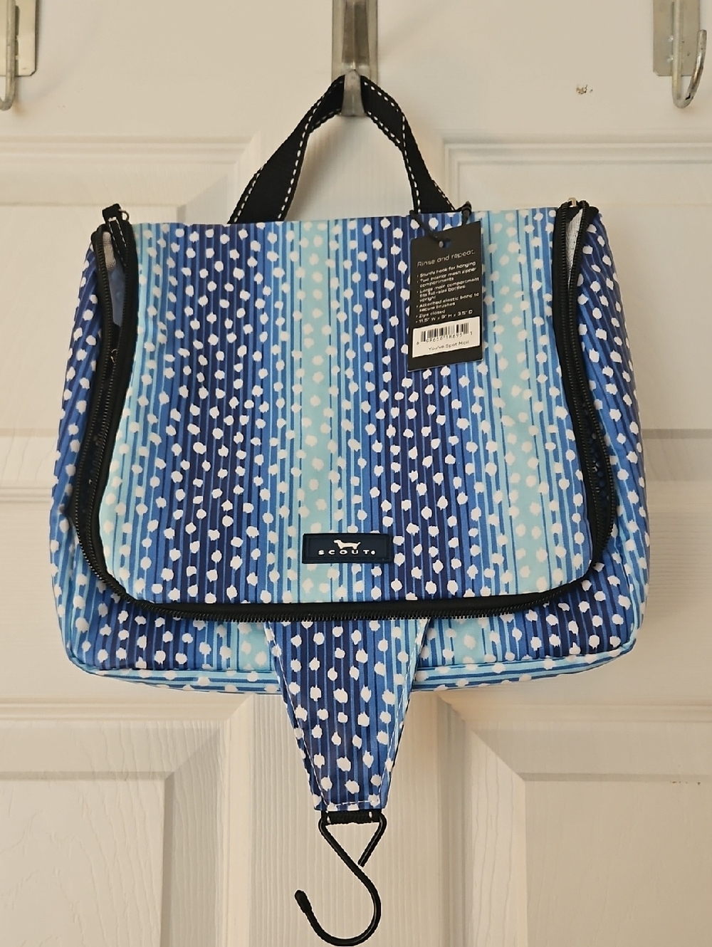 Scout Blue Striped & Dot Hanging Travel Toiletry Bag